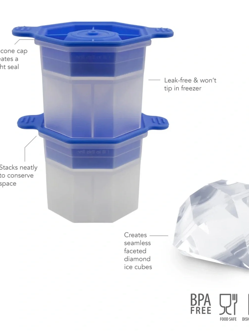 New Silicone Diamond Ice Mold - Blue - set of 2